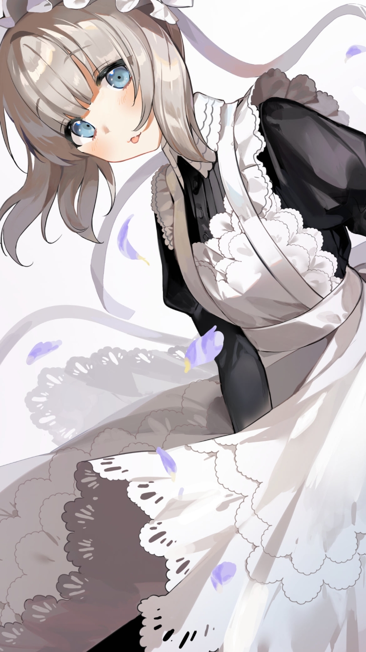 こちらを覗き込む可愛い芹沢あさひ / メイド姿 / アイドルマスターシャイニーカラーズの750 x 1334 / スマホ壁紙