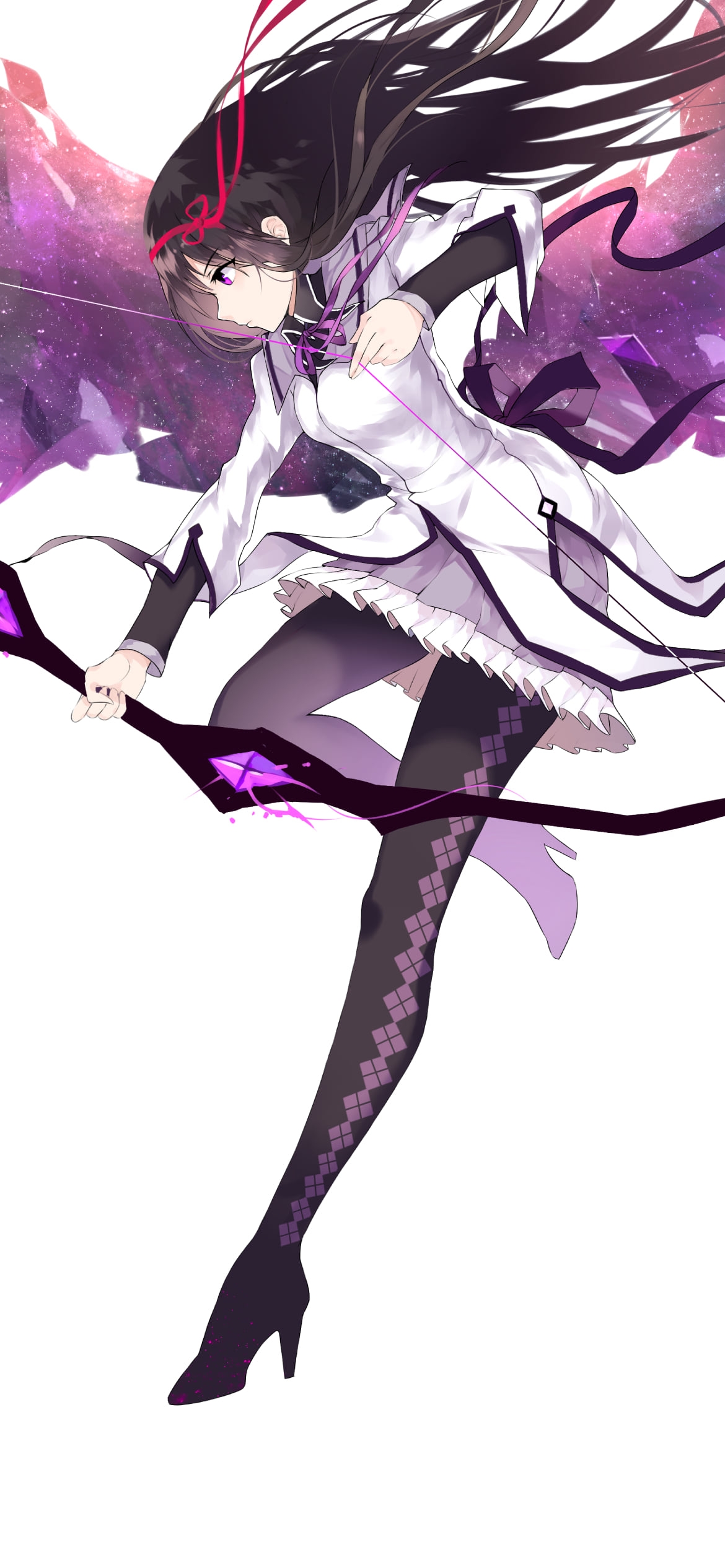 飛んで弓を射るかっこいい暁美ほむら / 魔法少女まどか☆マギカの1170 x 2532 / スマホ壁紙