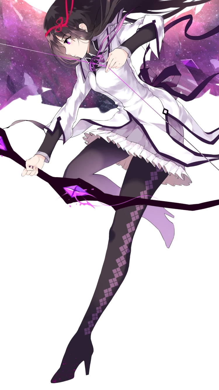 飛んで弓を射るかっこいい暁美ほむら / 魔法少女まどか☆マギカの750 x 1334 / スマホ壁紙