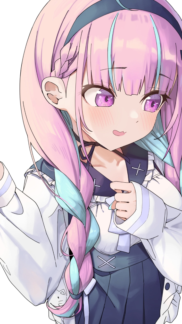 照れて俯く湊あくあ / ホロライブ / バーチャルYouTuber / Vtuberの750 x 1334 / スマホ壁紙