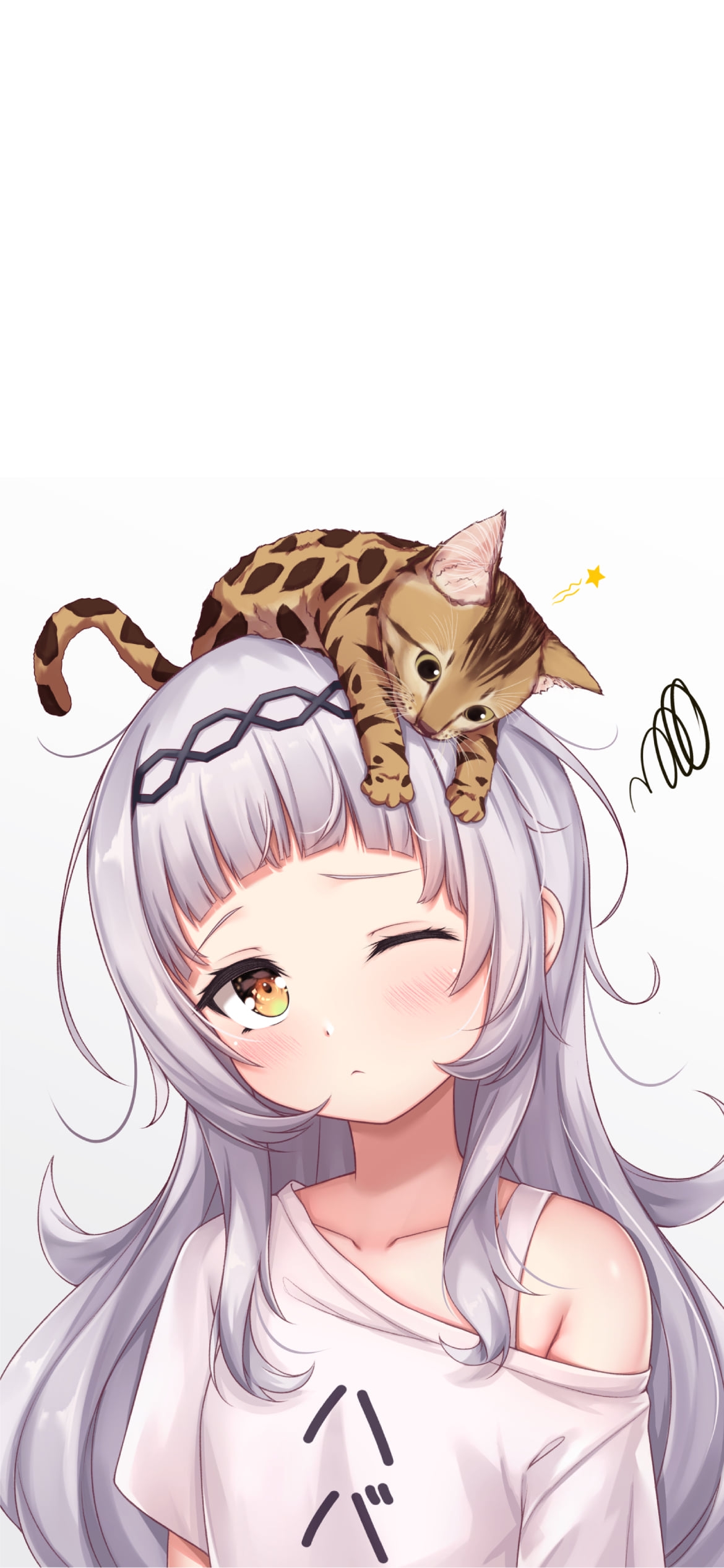 頭に猫を乗せた眠そうな紫咲シオン / ホロライブ / バーチャルYouTuber / Vtuberの1170 x 2532 / スマホ壁紙