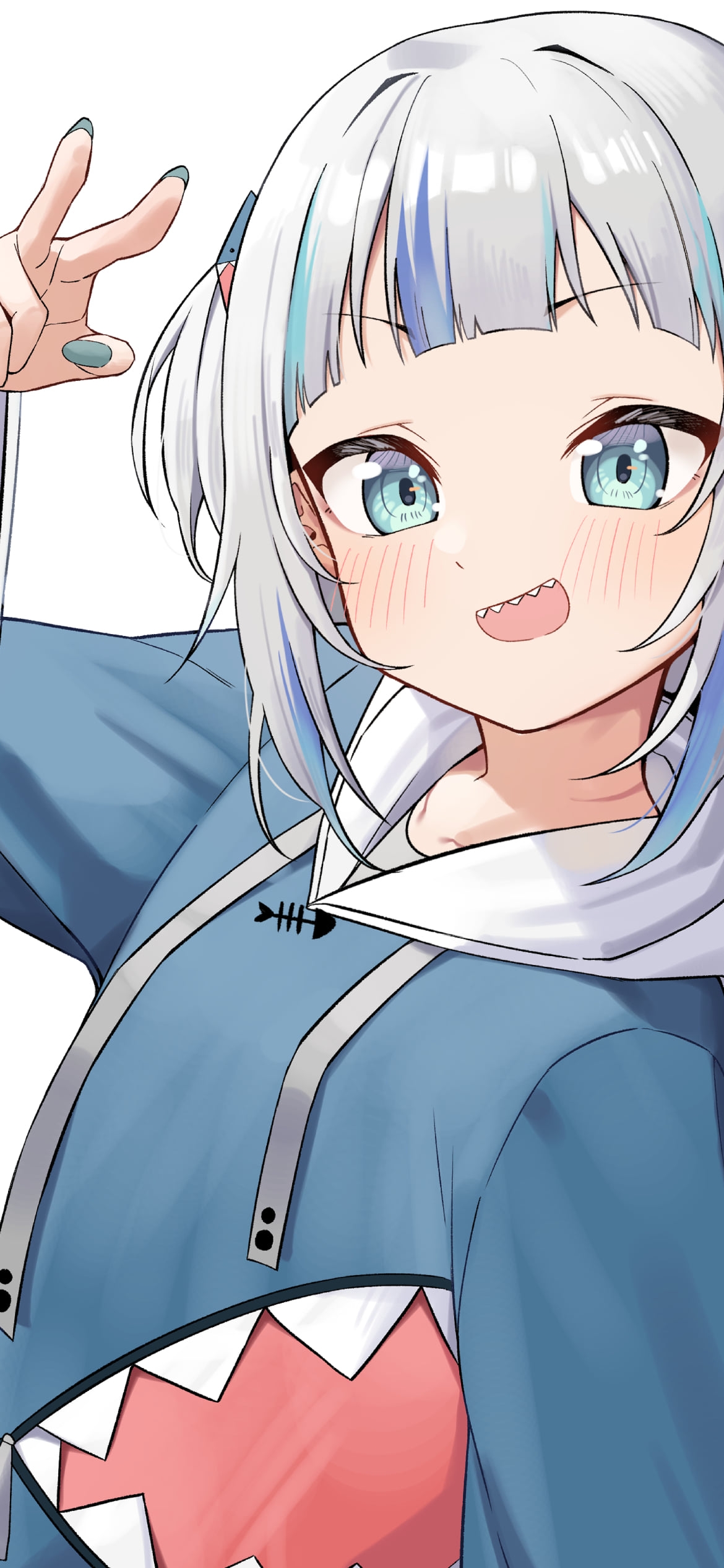 右手でピースをして笑う可愛いがうる・ぐら / 鮫 / ホロライブ / バーチャルYouTuber / Vtuberの1170 x 2532 / スマホ壁紙