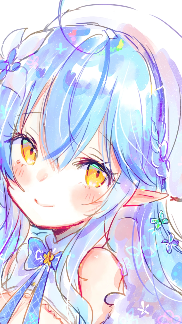 微笑む雪花ラミィ / アホ毛 / パステル調 / ホロライブ / バーチャルYouTuber / Vtuberの750 x 1334 / スマホ壁紙