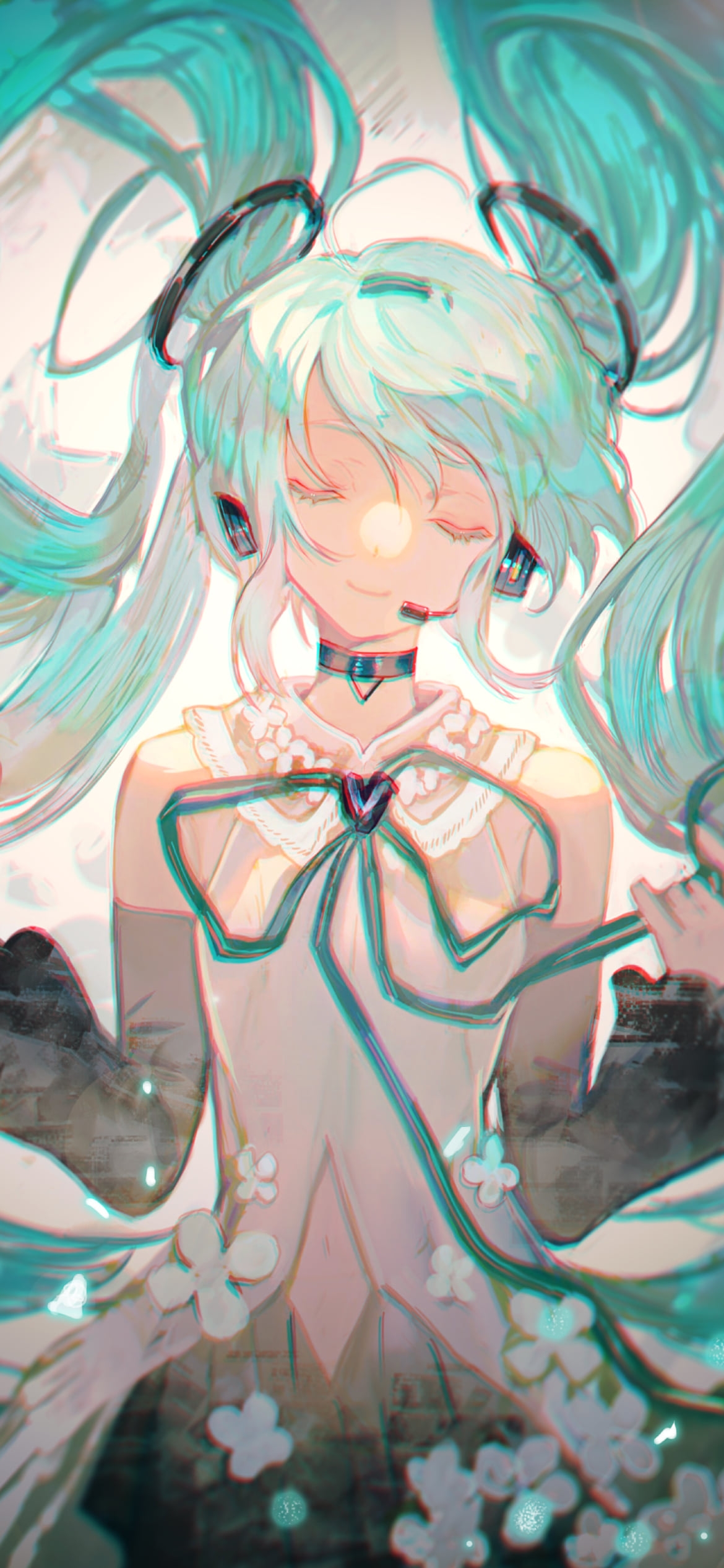 目をつぶる初音ミク / ボカロ / ボーカロイドの1170 x 2532 / スマホ壁紙