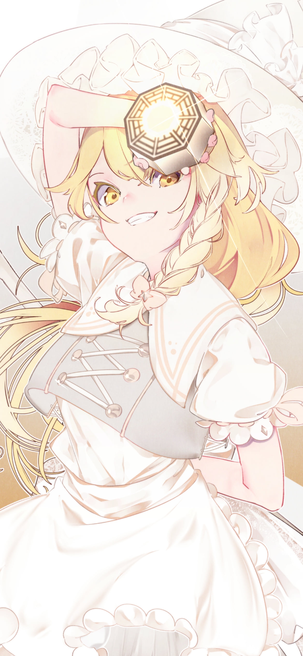 八角形の宝具をかざす霧雨魔理沙 / 東方の1170 x 2532 / スマホ壁紙