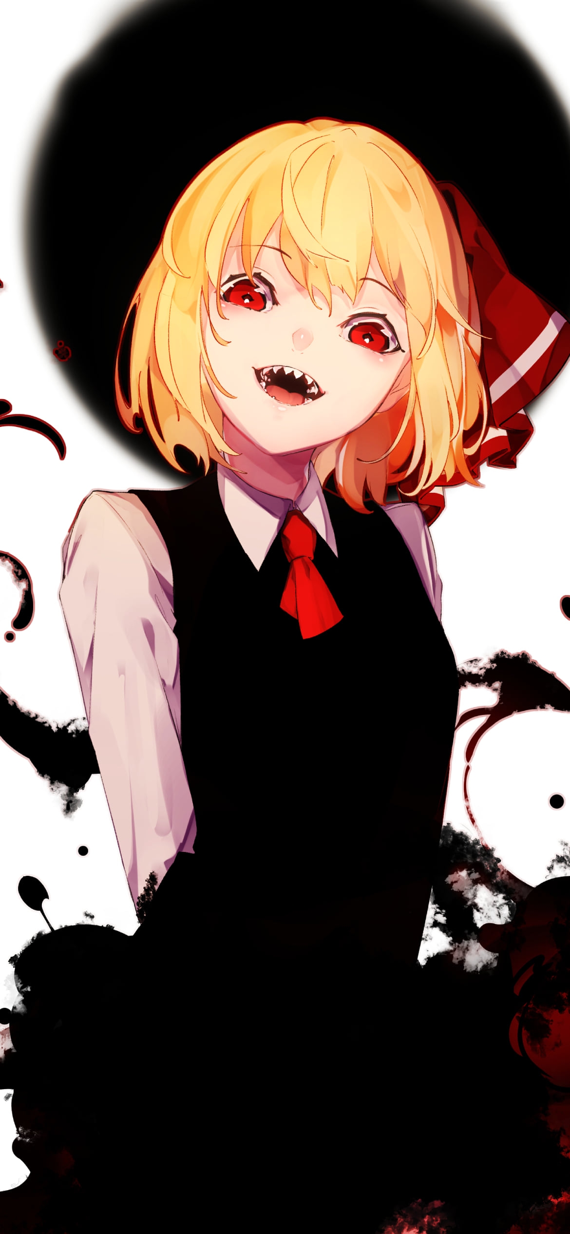 黒い炎にまとわれたルーミア / 東方の1170 x 2532 / スマホ壁紙