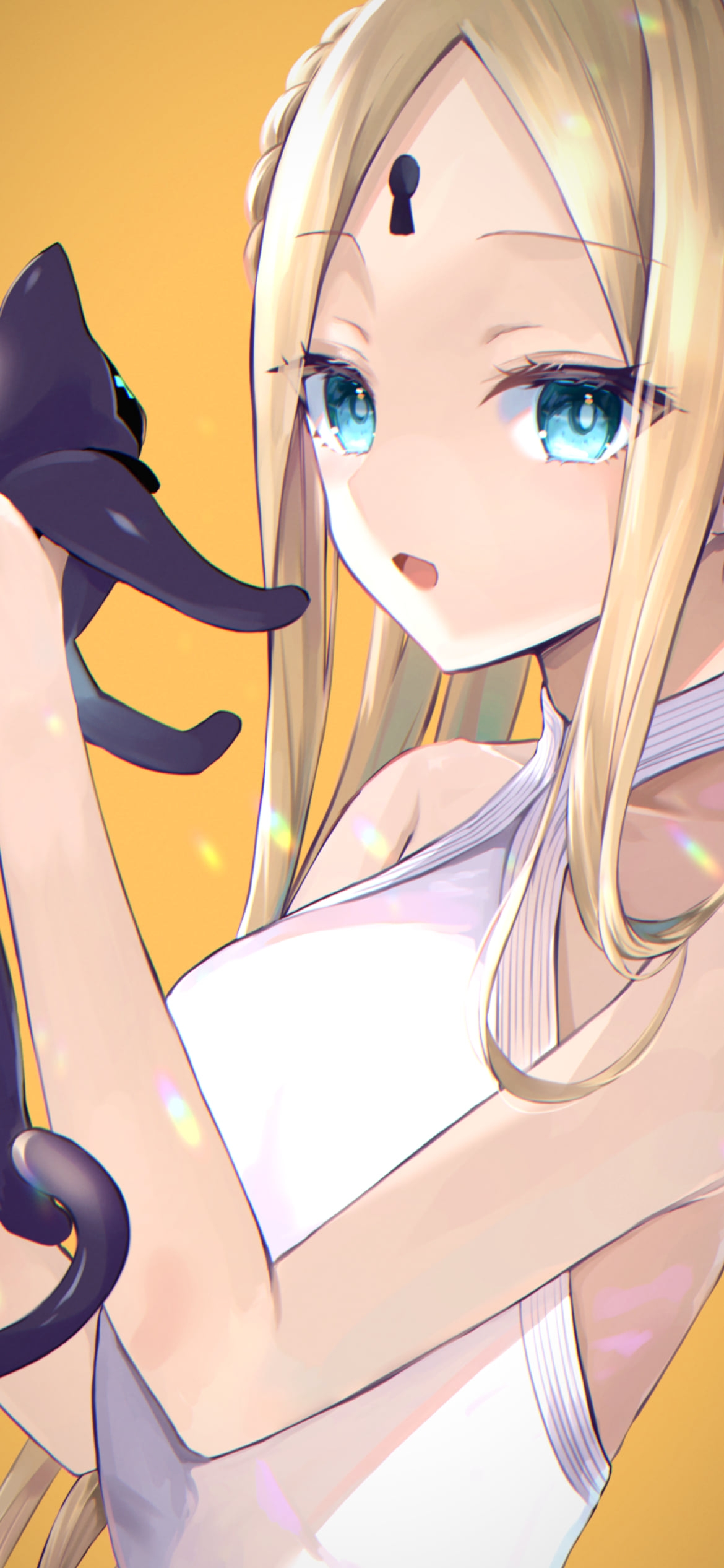 黒猫を抱きかかえているアビゲイル・ウィリアムズ / fate/grand orderの1170 x 2532 / スマホ壁紙