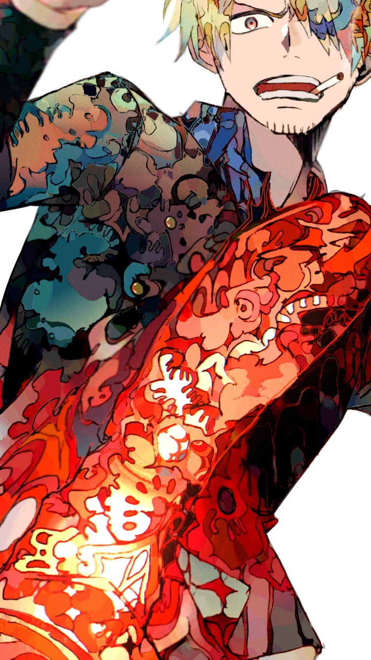 右足で蹴りを出すかっこいいサンジ / ワンピース / ONE PIECEの750 x 1334 / スマホ壁紙
