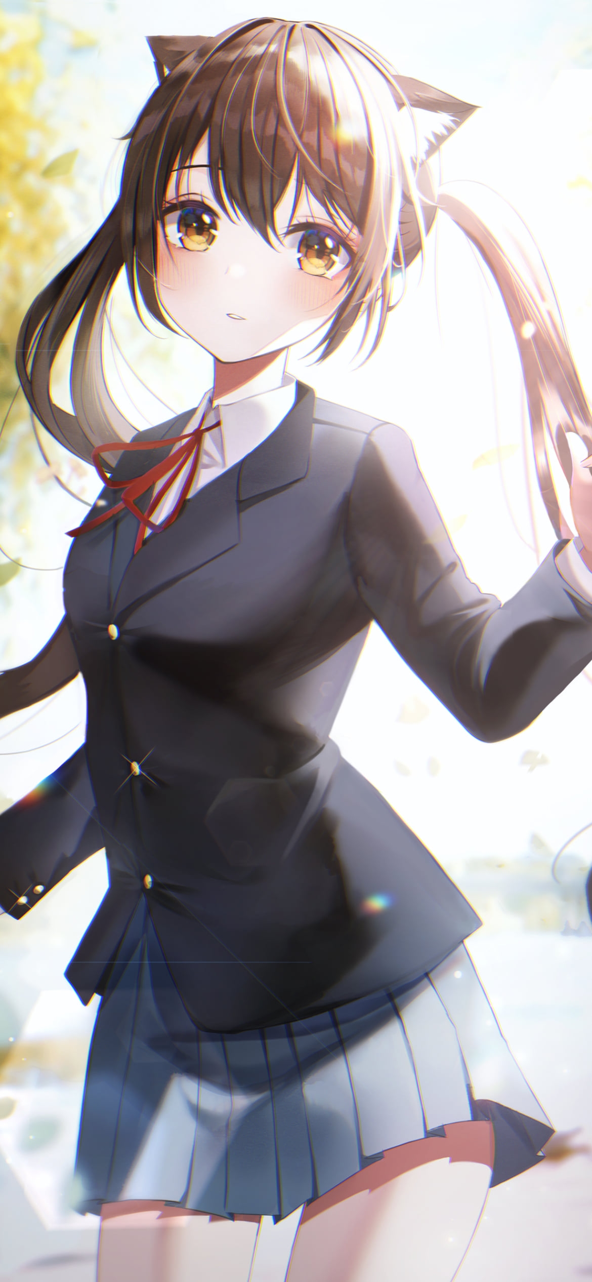 セーラー服姿の中野梓 / JK / 赤いリボン / ツインテール / 茶色い瞳 / けいおん!の1170 x 2532 / スマホ壁紙