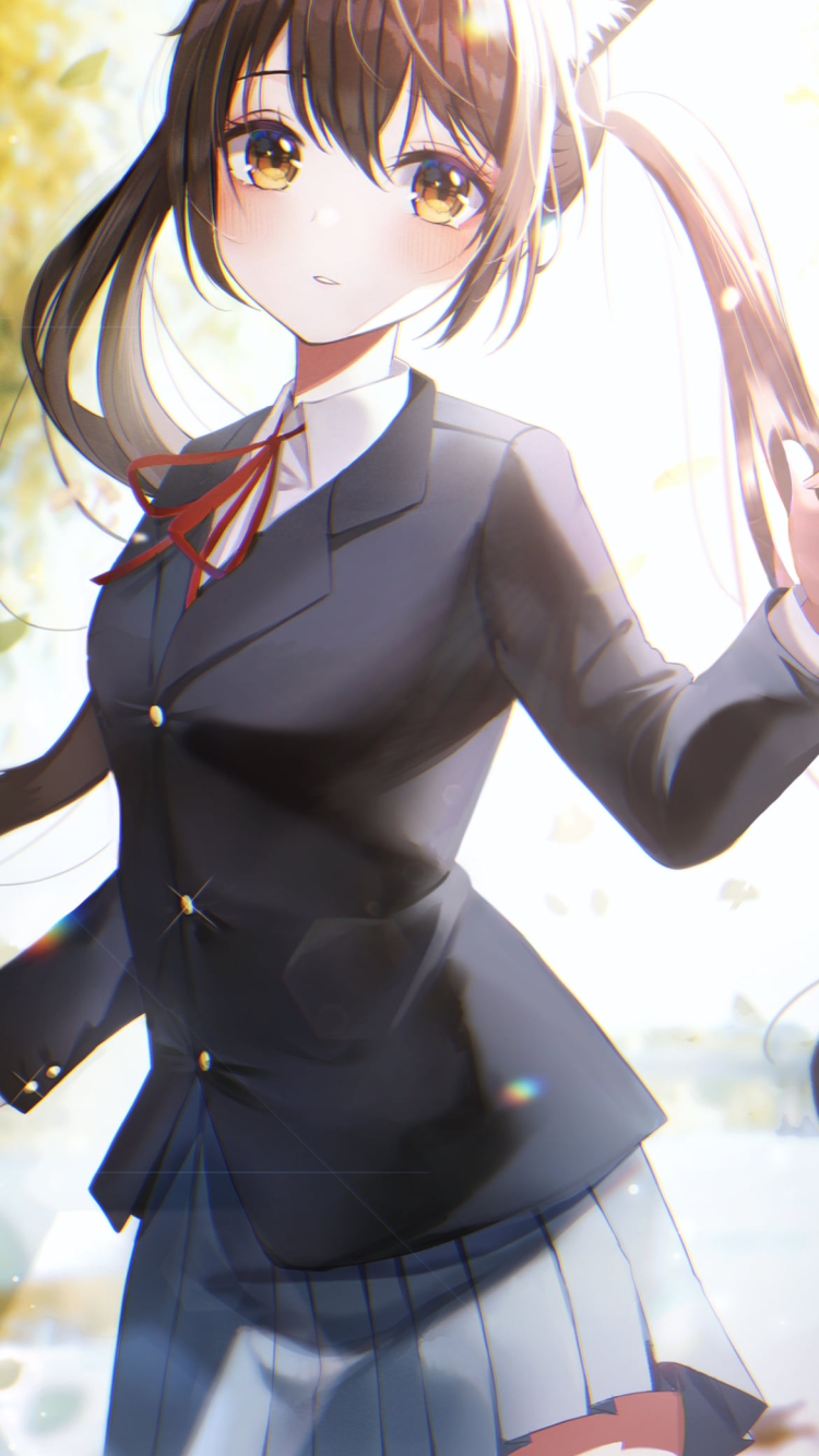 セーラー服姿の中野梓 / JK / 赤いリボン / ツインテール / 茶色い瞳 / けいおん!の750 x 1334 / スマホ壁紙