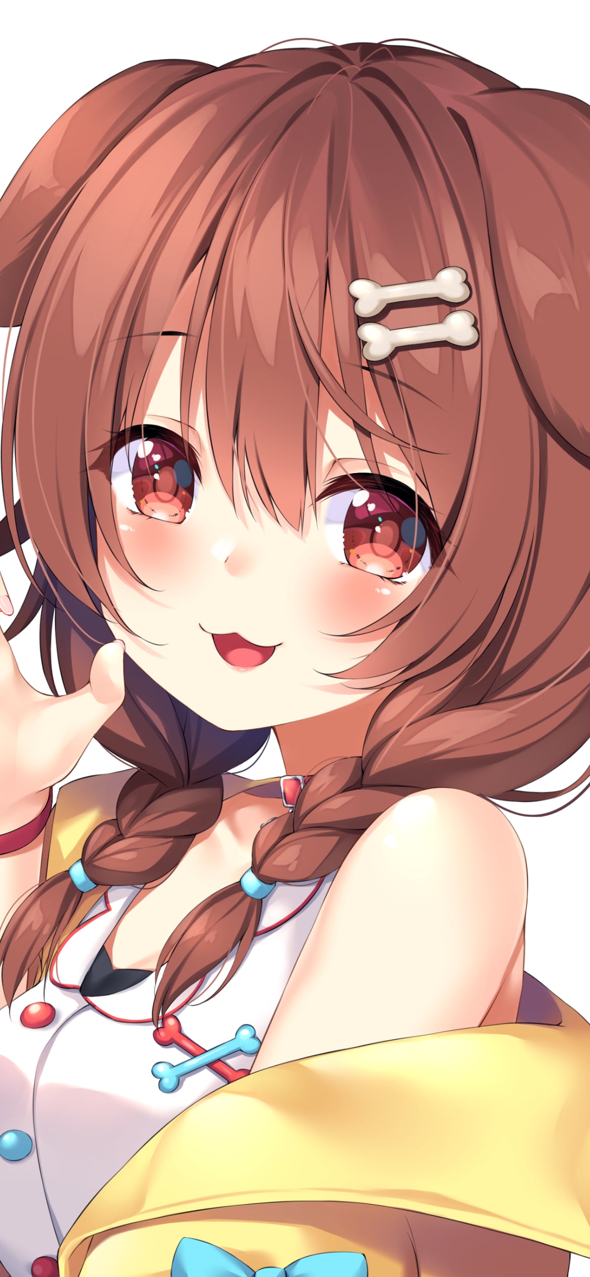 右手をかざす可愛い戌神ころね（いぬがみ ころね） / ホロライブ / バーチャルYouTuber / Vtuberの1170 x 2532 / スマホ壁紙