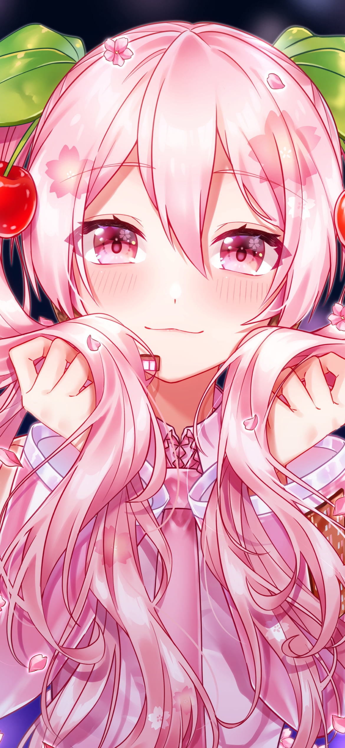ツインテールの髪を持つ可愛い桜ミク / ボカロ / ボーカロイドの1170 x 2532 / スマホ壁紙