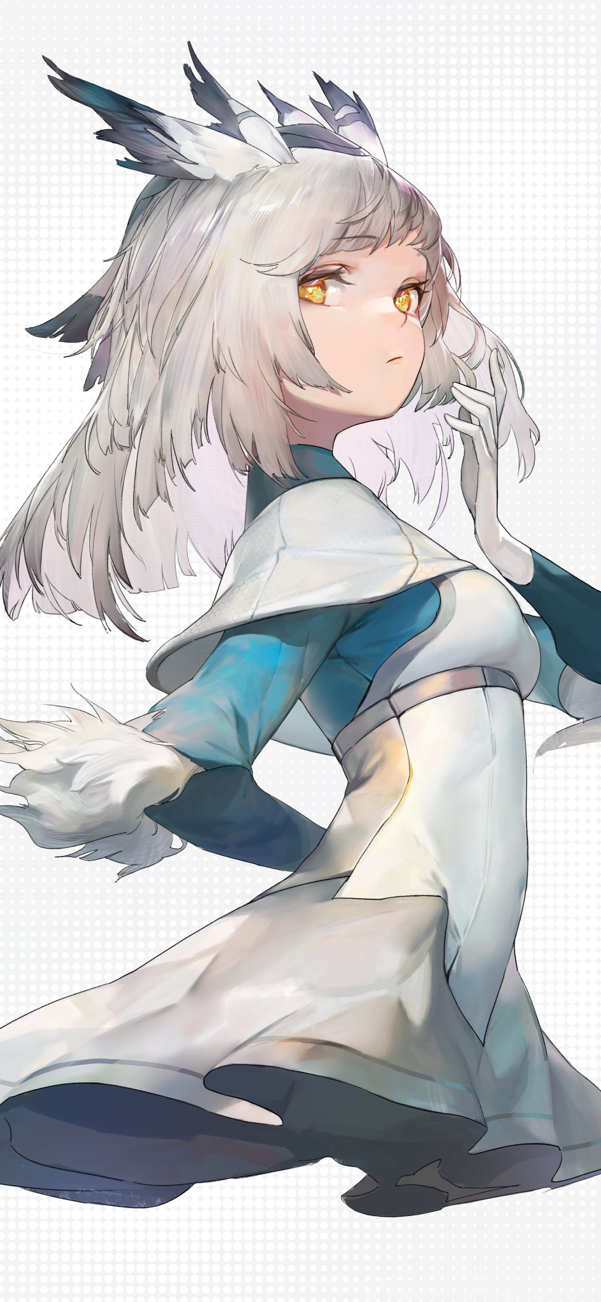 こちらを見つめるフィリオプシス / 黄色い瞳 / アークナイツの1170 x 2532 / スマホ壁紙