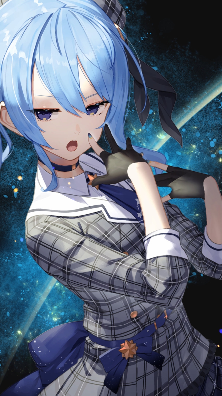 宇宙と星街すいせい / 銀河 / ホロライブ / バーチャルYouTuber / Vtuberの750 x 1334 / スマホ壁紙