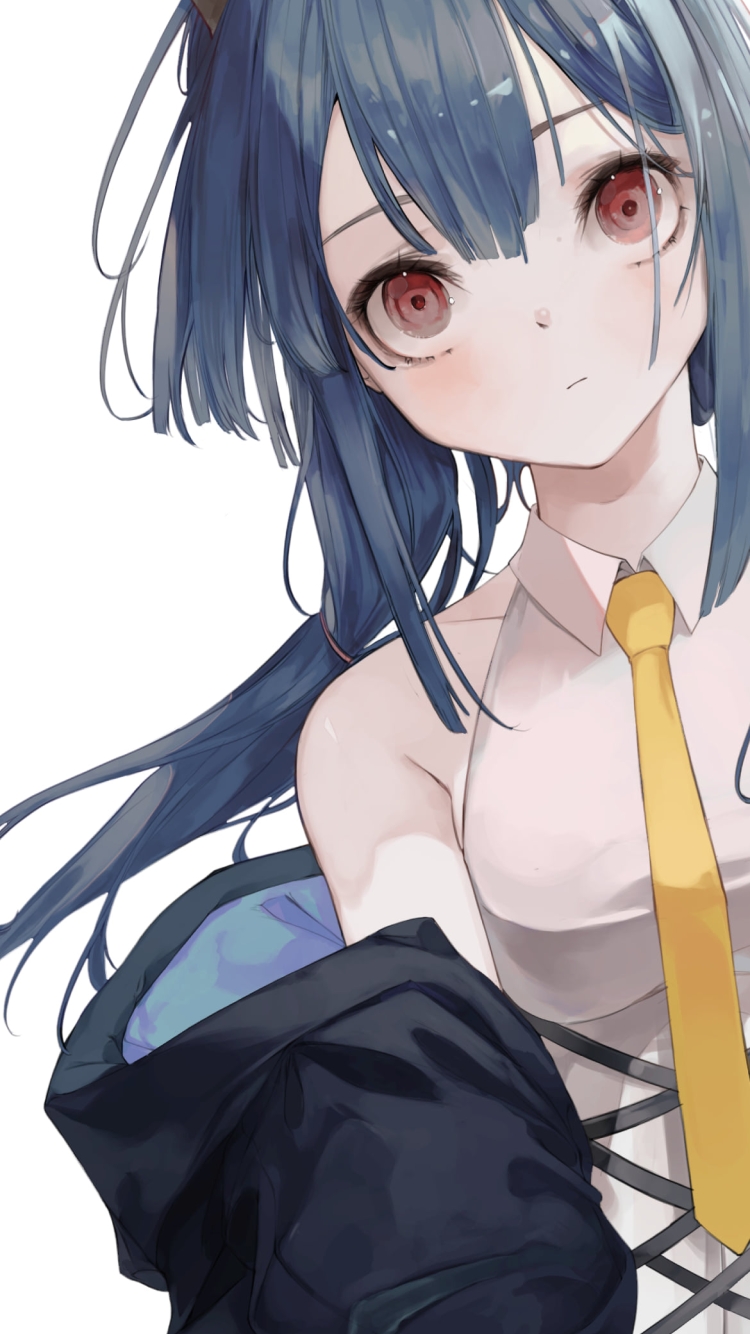 こちらを見つめるチェン / 赤い瞳 / 角 / アークナイツの750 x 1334 / スマホ壁紙