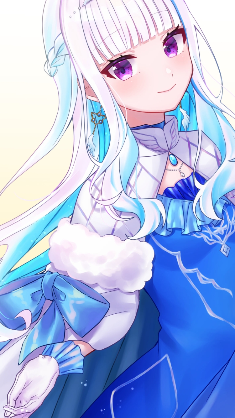 青いドレスを着た可愛いリゼ・ヘルエスタ / にじさんじ / バーチャルYouTuber / Vtuberの750 x 1334 / スマホ壁紙