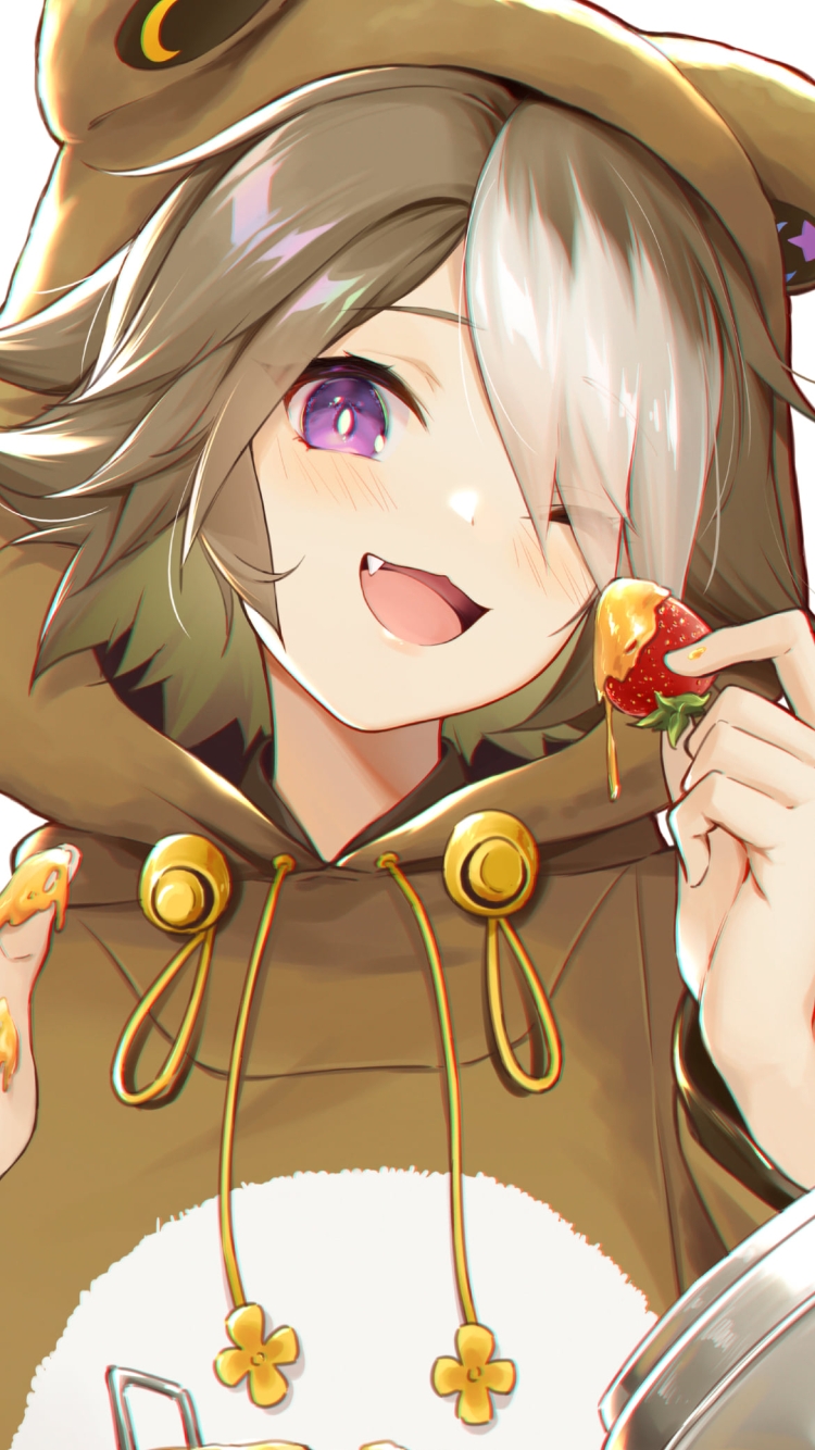 苺を食べるビーハンター / アークナイツの750 x 1334 / スマホ壁紙