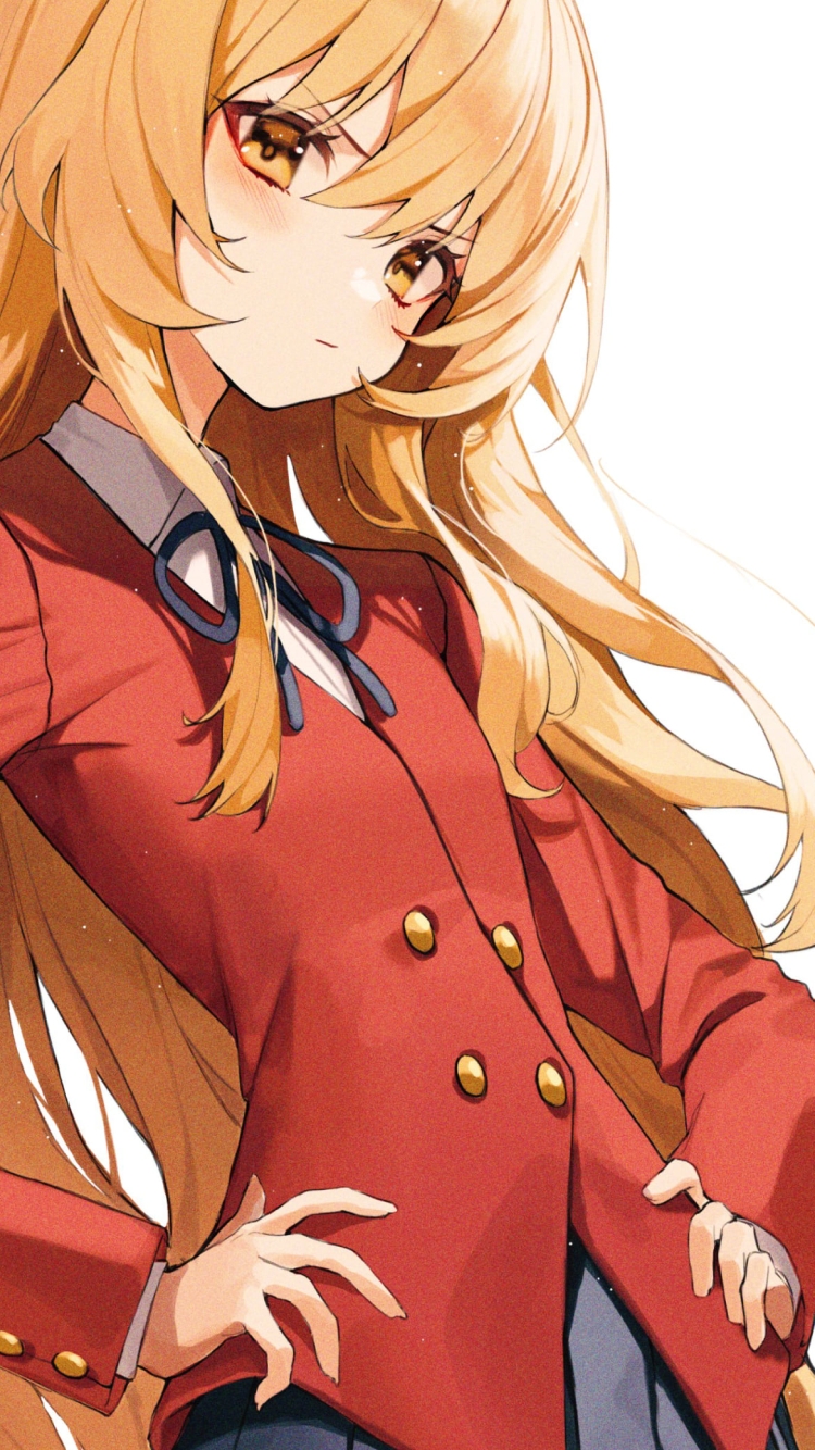 腰に手をあててこちらを見つめる逢坂大河 / とらドラ！の750 x 1334 / スマホ壁紙