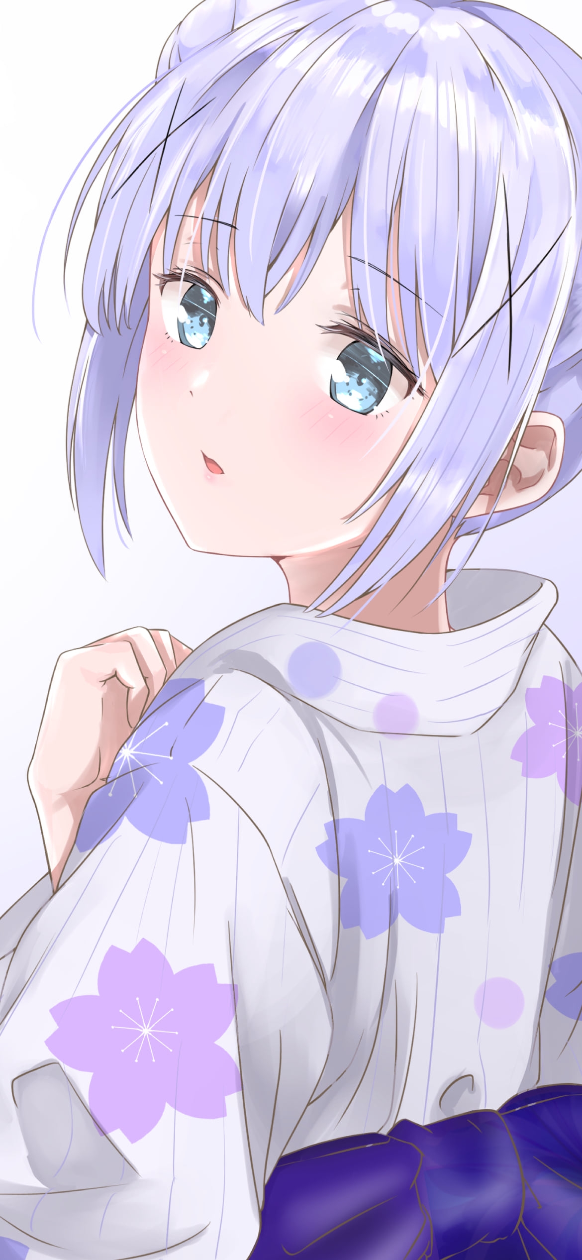 アサガオの花柄の浴衣を着た可愛い香風智乃 / ご注文はうさぎですか?の1170 x 2532 / スマホ壁紙