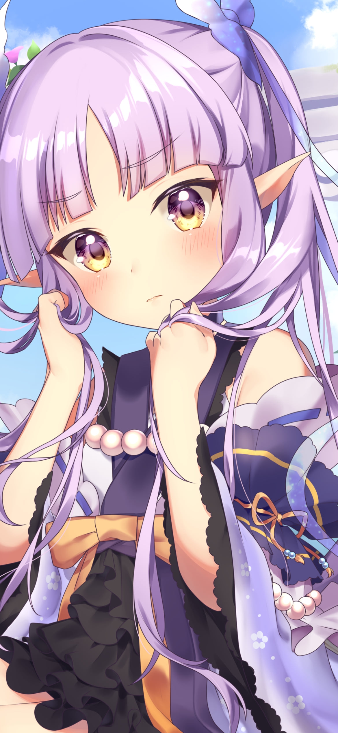紫の髪の毛を持ちこちらを見つめるキョウカ / プリンセスコネクト!Re:diveの1170 x 2532 / スマホ壁紙