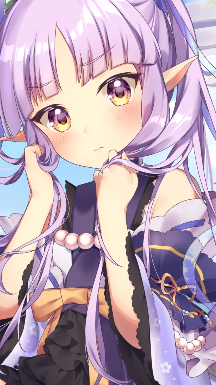 紫の髪の毛を持ちこちらを見つめるキョウカ / プリンセスコネクト!Re:diveの750 x 1334 / スマホ壁紙