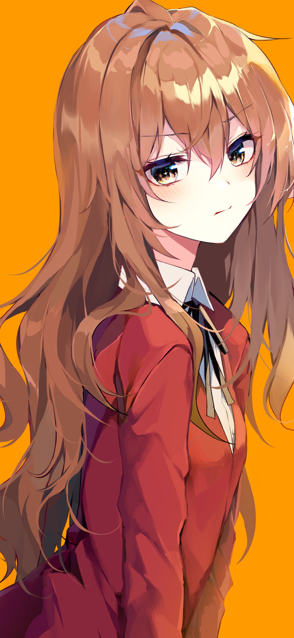 赤い制服を着た可愛い逢坂大河 / とらドラ!の1170 x 2532 / スマホ壁紙