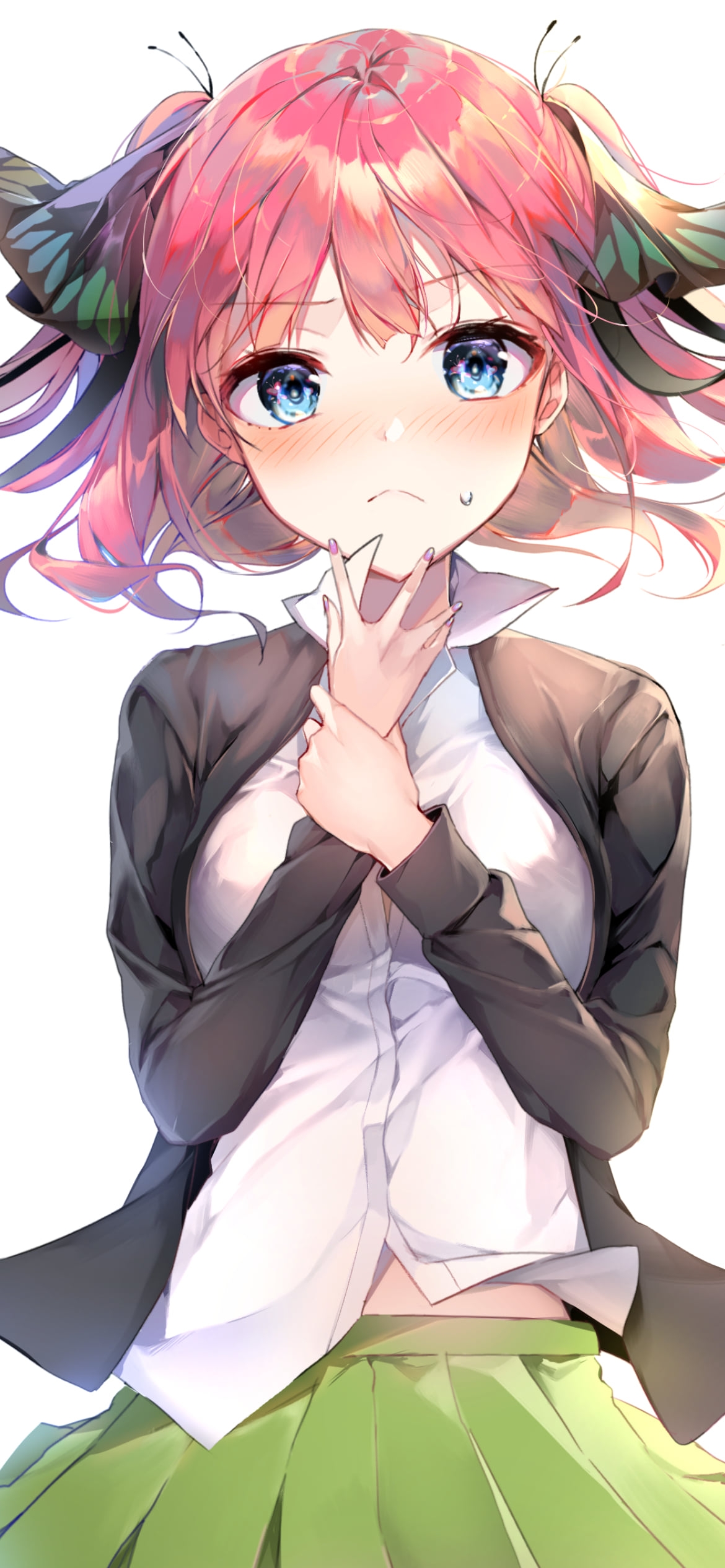 顎に手をあてる可愛い中野二乃 / 五等分の花嫁の1170 x 2532 / スマホ壁紙