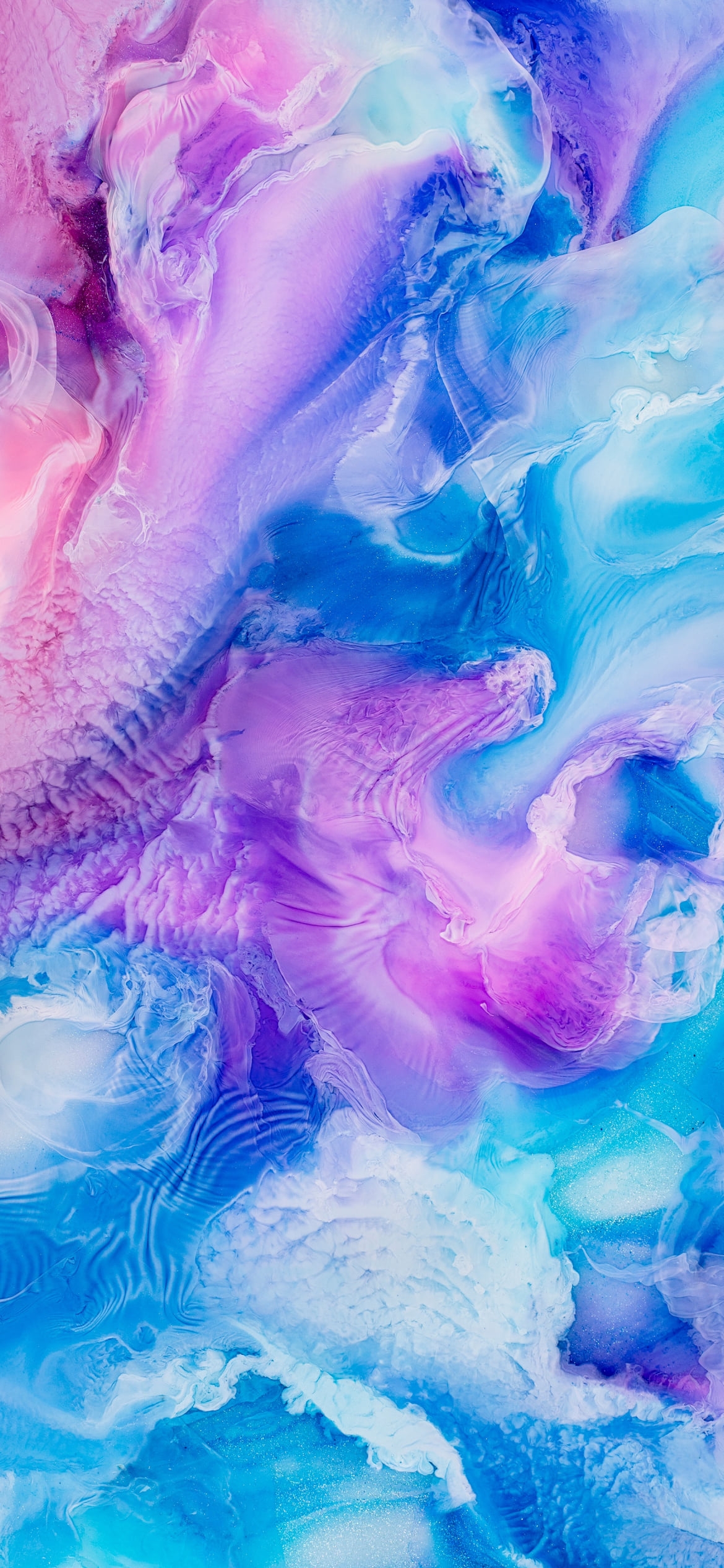 鮮やかな紫の水色の綺麗なインクのようなテクスチャー / Vivid purple light blue beautiful textureの1170 x 2532 / スマホ壁紙
