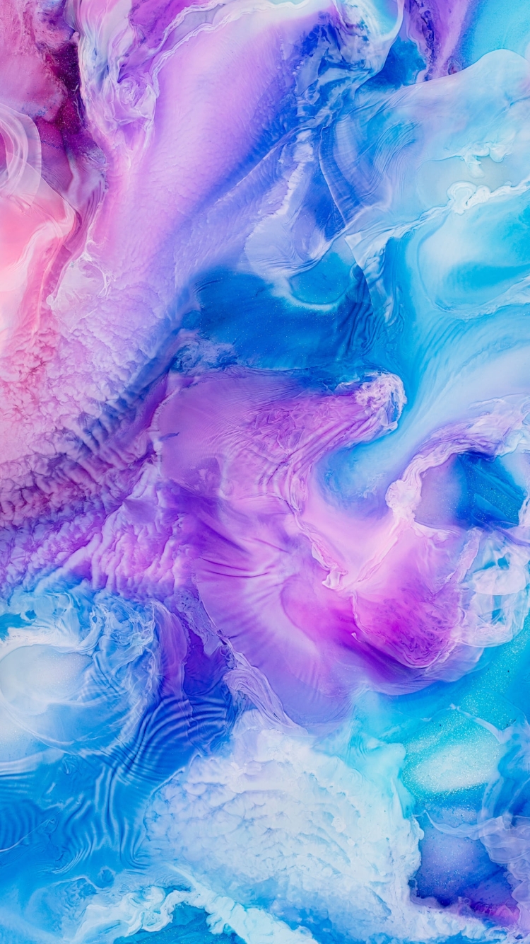 鮮やかな紫の水色の綺麗なインクのようなテクスチャー / Vivid purple light blue beautiful textureの750 x 1334 / スマホ壁紙
