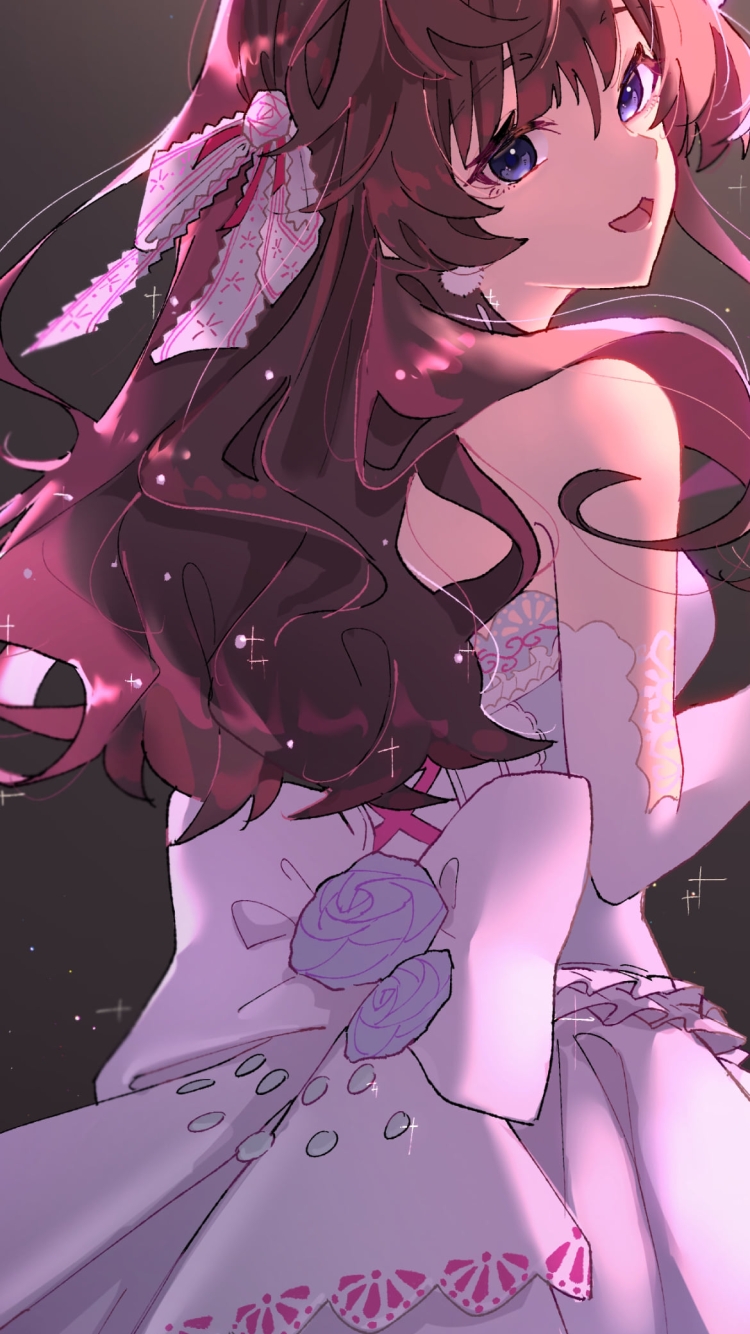 白いドレスを着てマイクを持つ可愛い一ノ瀬志希 / アイドルマスターシンデレラガールズの750 x 1334 / スマホ壁紙