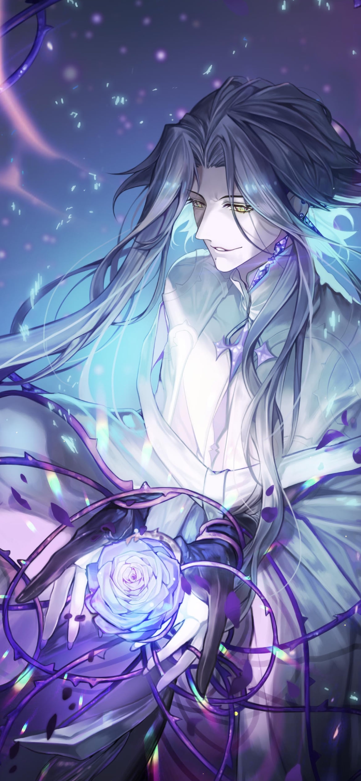 青い薔薇を持つイスカリオ / 伊斯卡里奥 / Forever Seven Days / 永远的7日之都の1170 x 2532 / スマホ壁紙