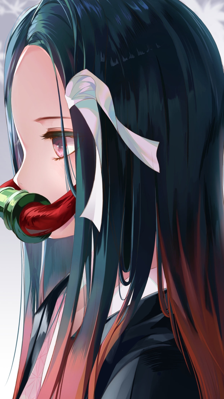 竈門禰豆子の横顔 / 竹 / 可愛い / 鬼滅の刃の750 x 1334 / スマホ壁紙