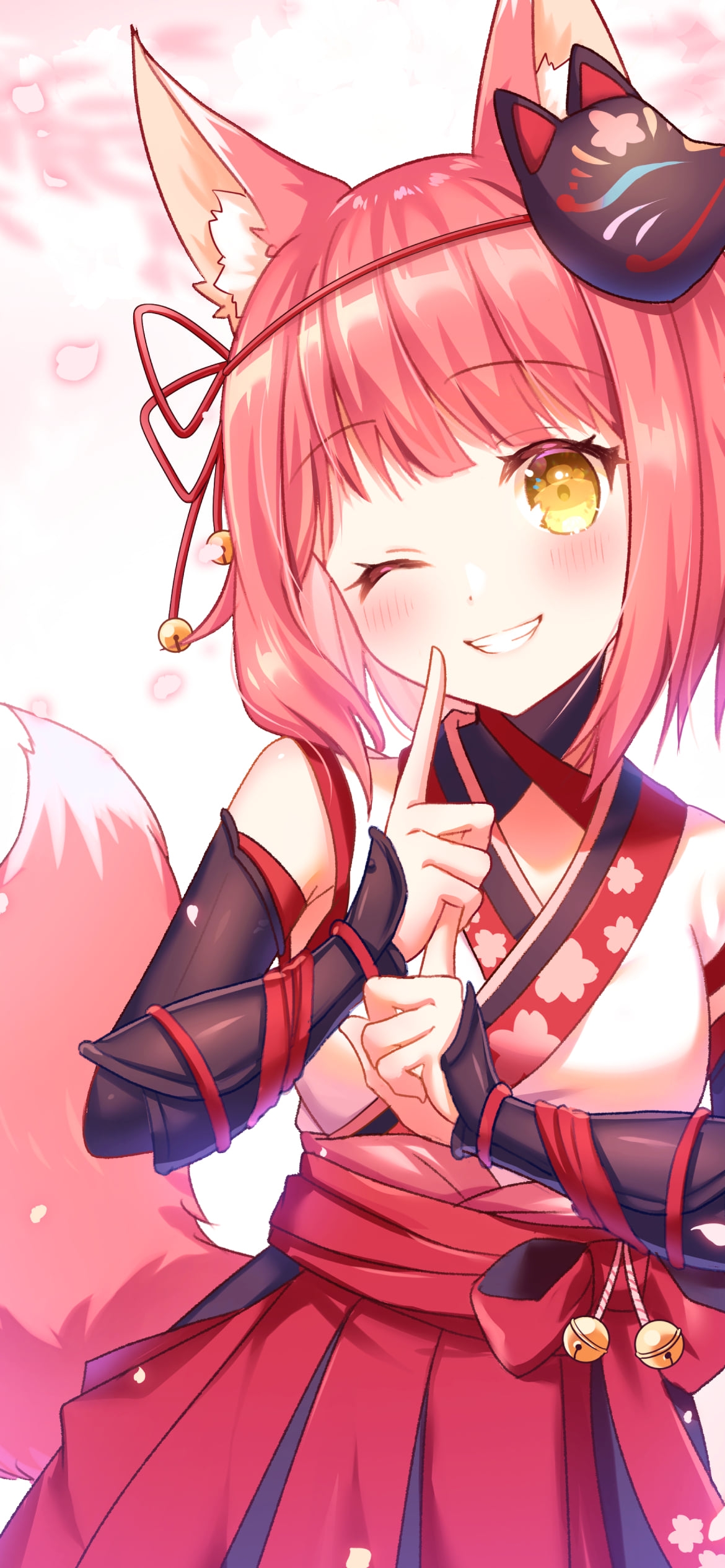 ウィンクしながらニンニンポーズをする可愛い咲夜あずさ / バーチャルYouTuber / Vtuberの1170 x 2532 / スマホ壁紙