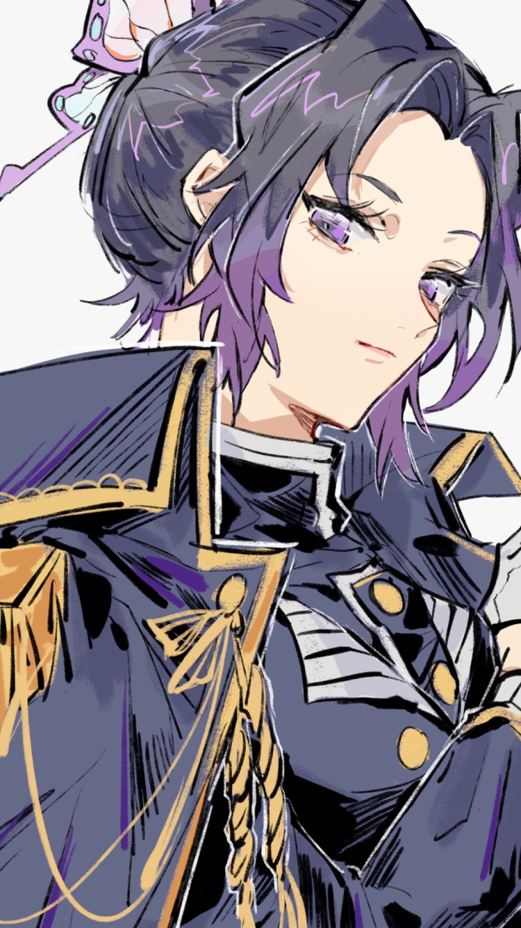 軍服を着たかっこいい胡蝶しのぶ / 鬼滅の刃の750 x 1334 / スマホ壁紙