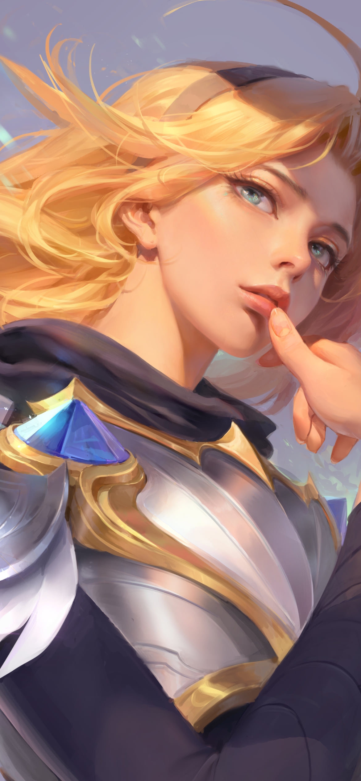 口元に親指をあてる綺麗なラックス / 光の才女 / League of Legendsの1170 x 2532 / スマホ壁紙