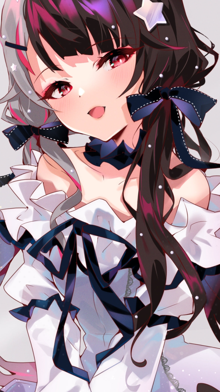 白いドレスを着た可愛い夜見れな (よるみれな)  / にじさんじ / バーチャルYouTuber / Vtuberの750 x 1334 / スマホ壁紙