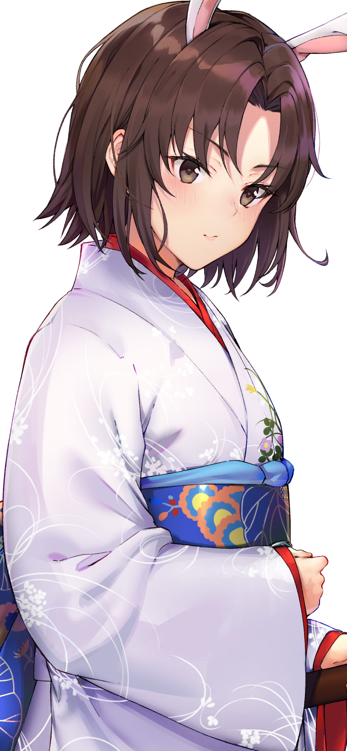 着物を着て刀に手をかける両儀式 / 兎耳 / 空の境界 / fate/grand orderの1170 x 2532 / スマホ壁紙