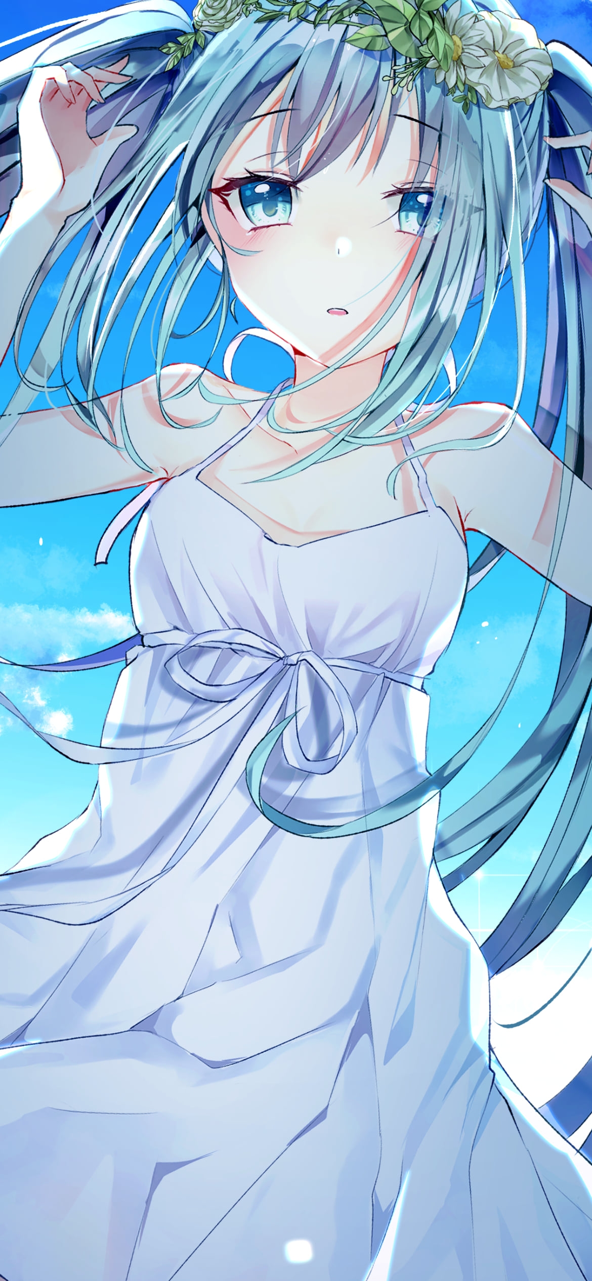 プニプニの可愛い初音ミク / 夏空 / 水泡 / ボカロ / ボーカロイドの1170 x 2532 / スマホ壁紙