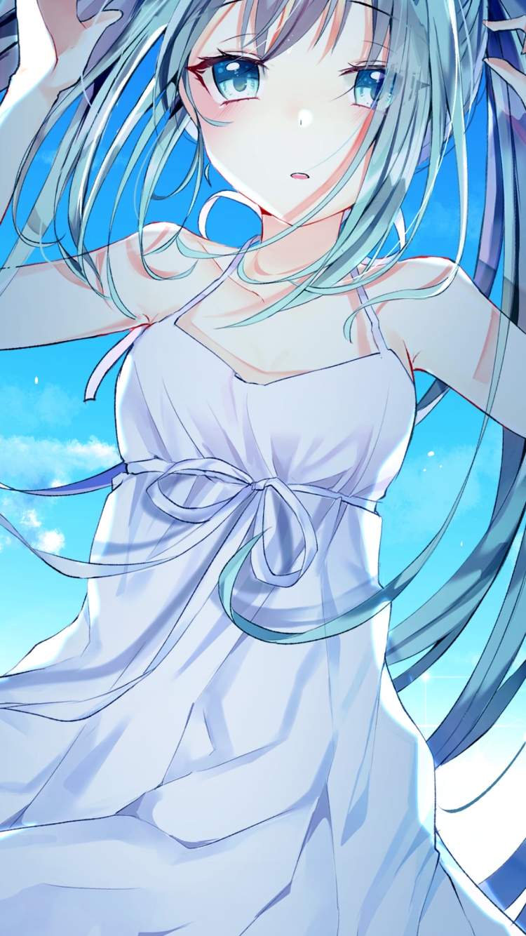 プニプニの可愛い初音ミク / 夏空 / 水泡 / ボカロ / ボーカロイドの750 x 1334 / スマホ壁紙