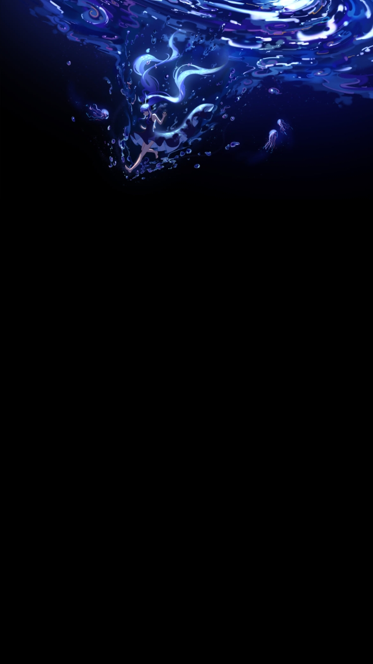 水の中の初音ミク / 深海少女 / 渦 / ボカロ / ボーカロイドの750 x 1334 / スマホ壁紙