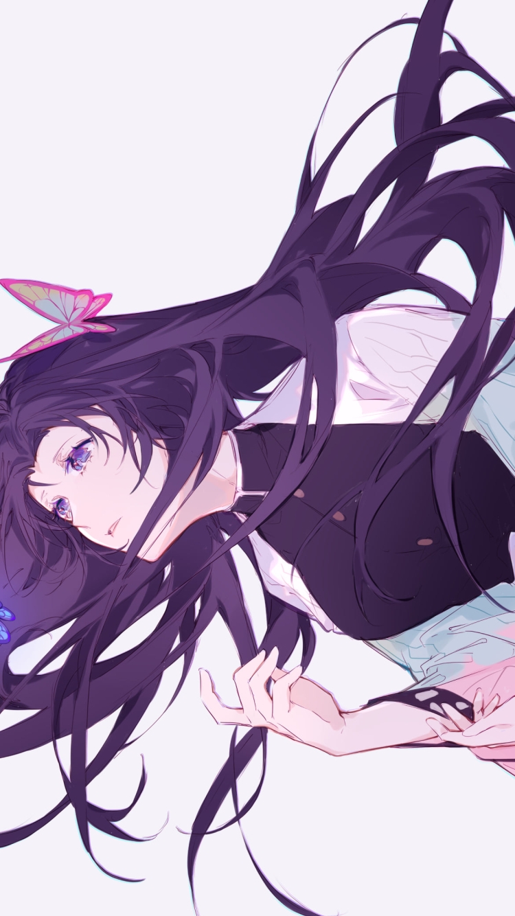 上を見つめる綺麗な胡蝶カナエ / 鬼滅の刃の750 x 1334 / スマホ壁紙