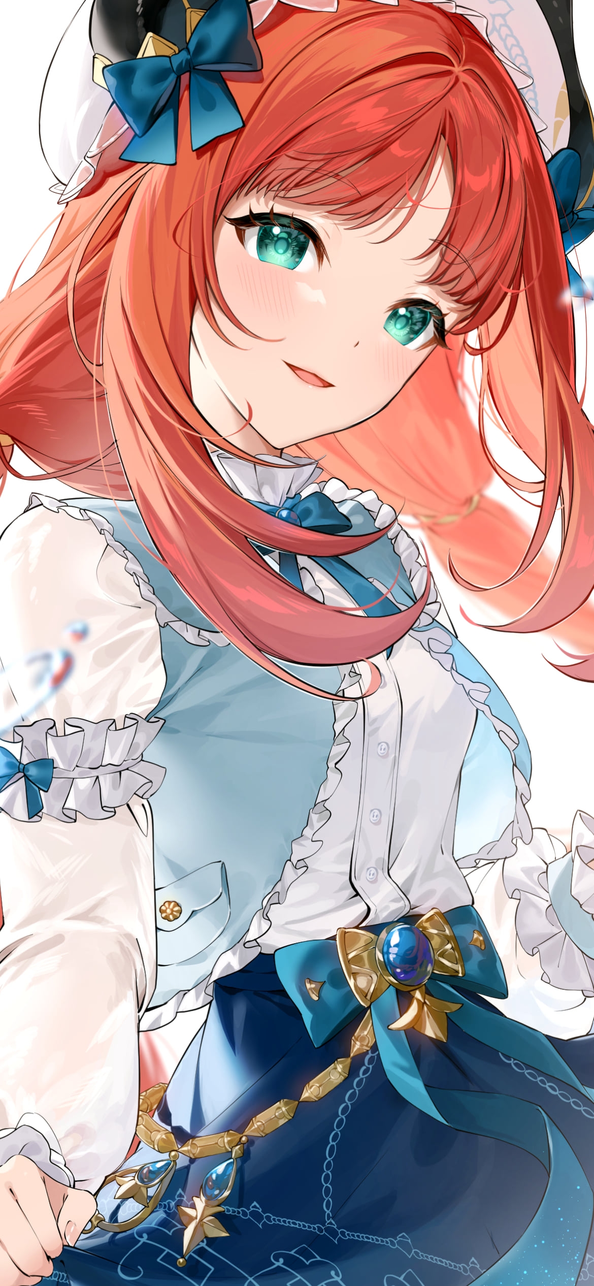 スカートの裾を持つ笑顔のニィロウ / 原神の1170 x 2532 / スマホ壁紙