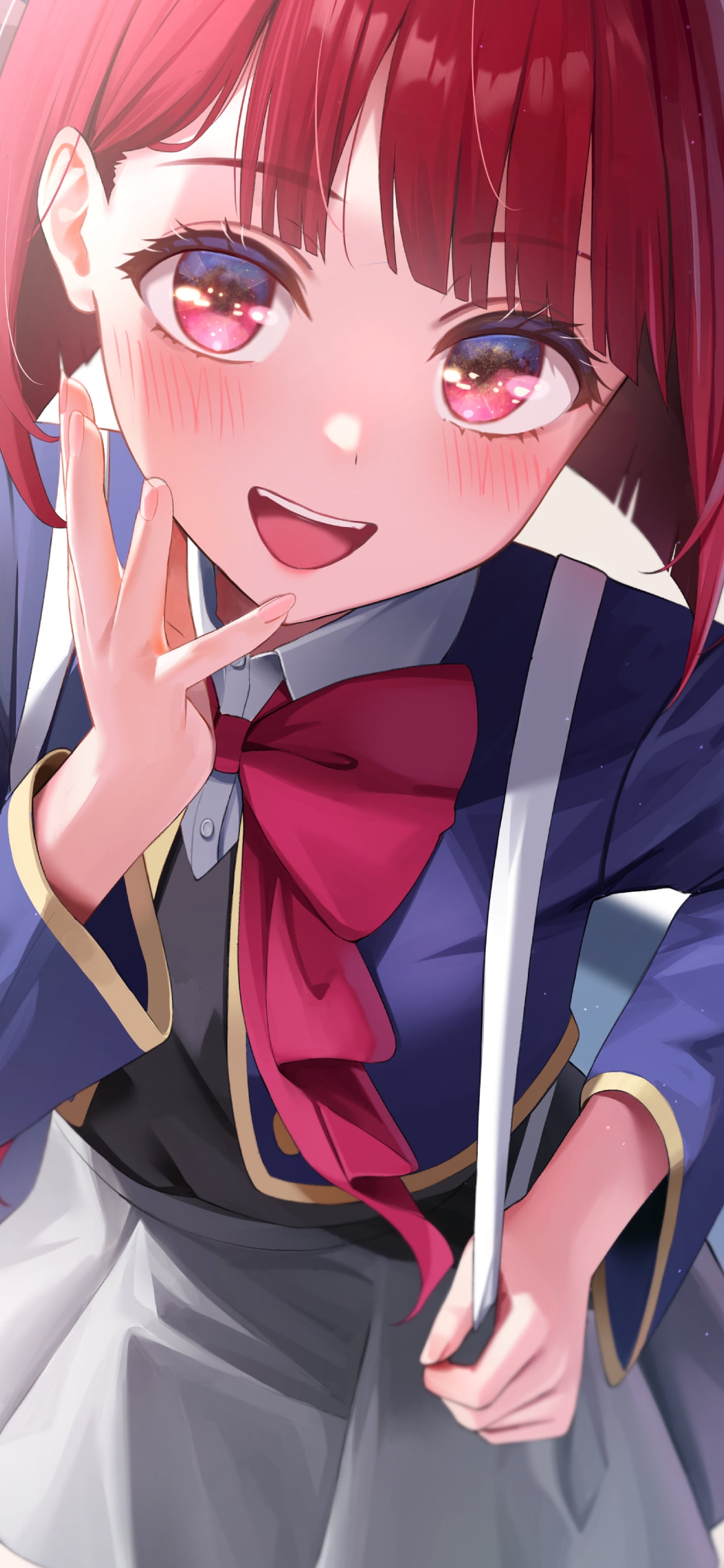 学校の廊下で照れている可愛い有馬かな / 推しの子の1170 x 2532 / スマホ壁紙