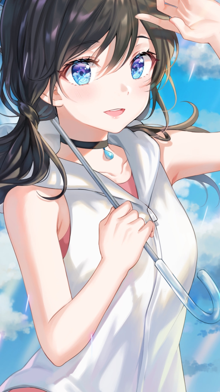 ビニール傘をさす可愛い天野陽菜 / 天気の子の750 x 1334 / スマホ壁紙