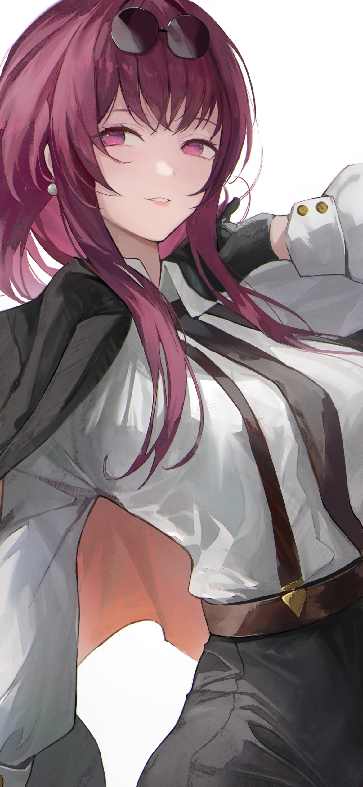 黒いスーツを着たかっこいいカフカ / 崩壊:スターレイルの1170 x 2532 / スマホ壁紙