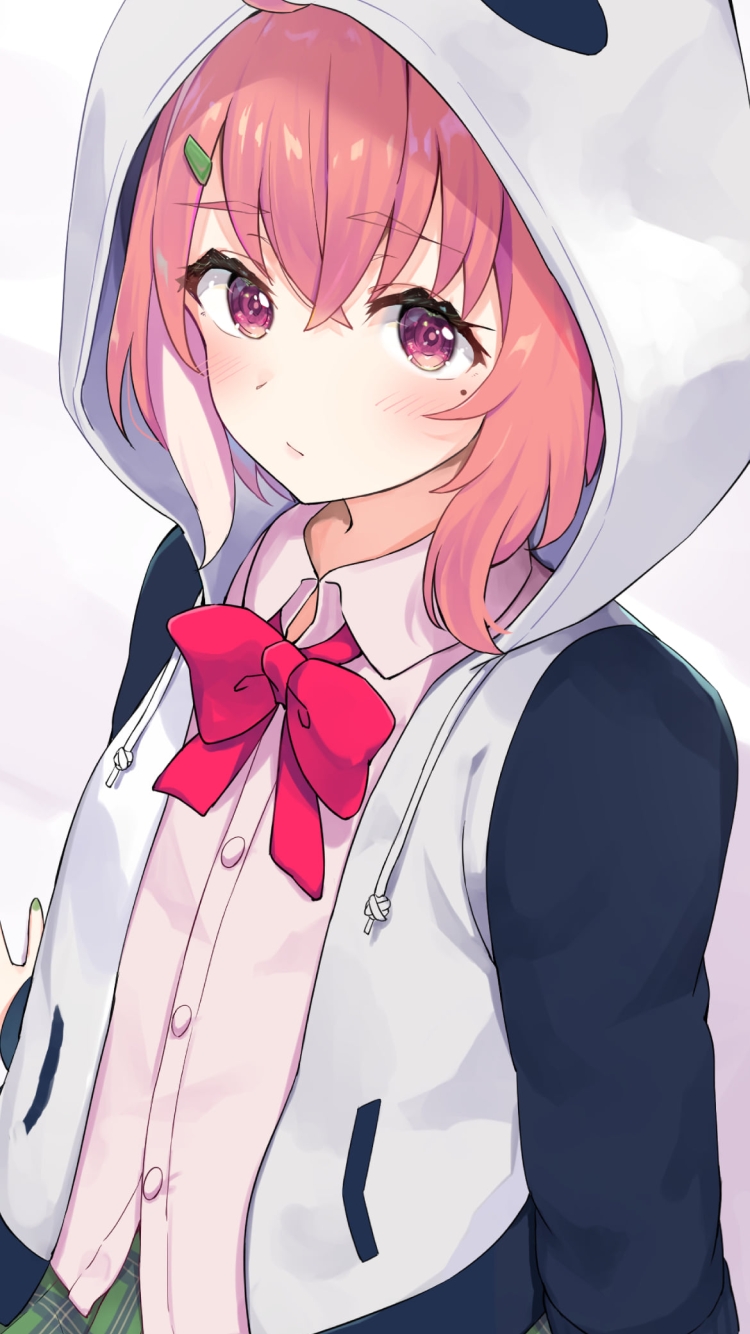 白いシーツの上に座る笹木咲 / にじさんじ / バーチャルYouTuber / Vtuberの750 x 1334 / スマホ壁紙