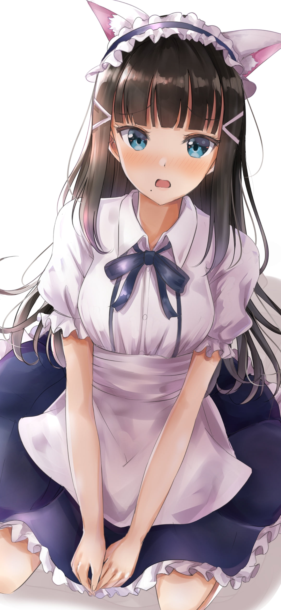 猫耳をつけたメイド姿の可愛い黒澤ダイヤ / ラブライブ!サンシャイン!!の1170 x 2532 / スマホ壁紙