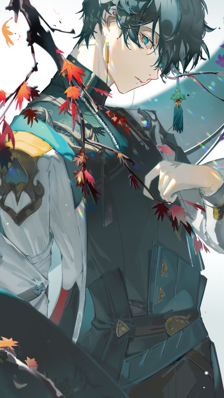 紅葉とこちらを見つめる丹恒 / 崩壊:スターレイルの750 x 1334 / スマホ壁紙