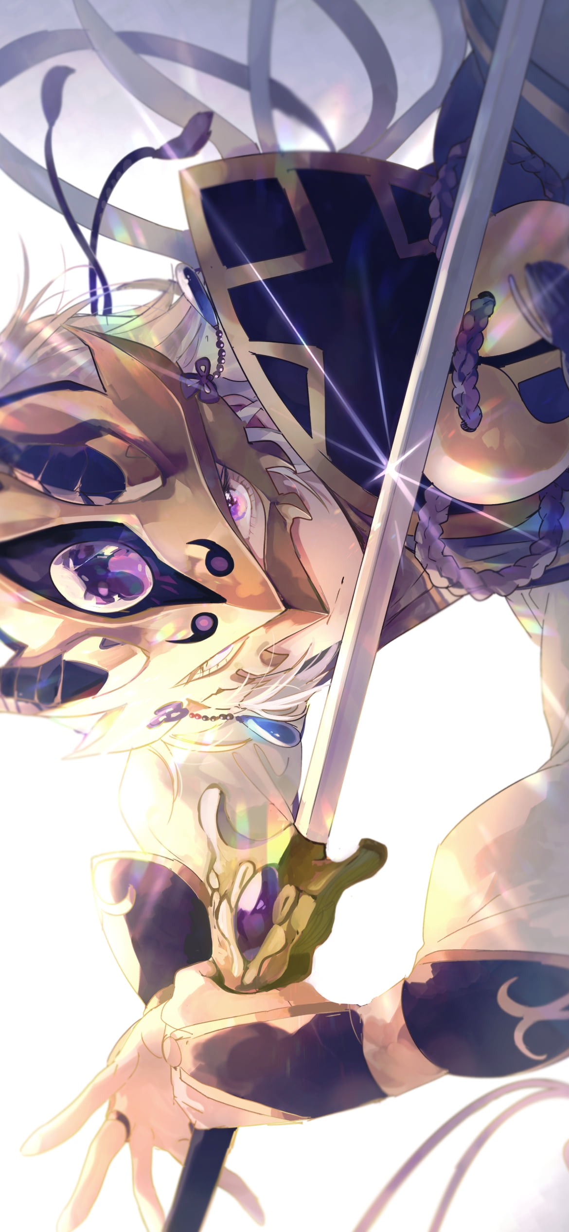 剣を構えるかっこいい蘭陵王(らんりょうおう) / fate/grand orderの1170 x 2532 / スマホ壁紙