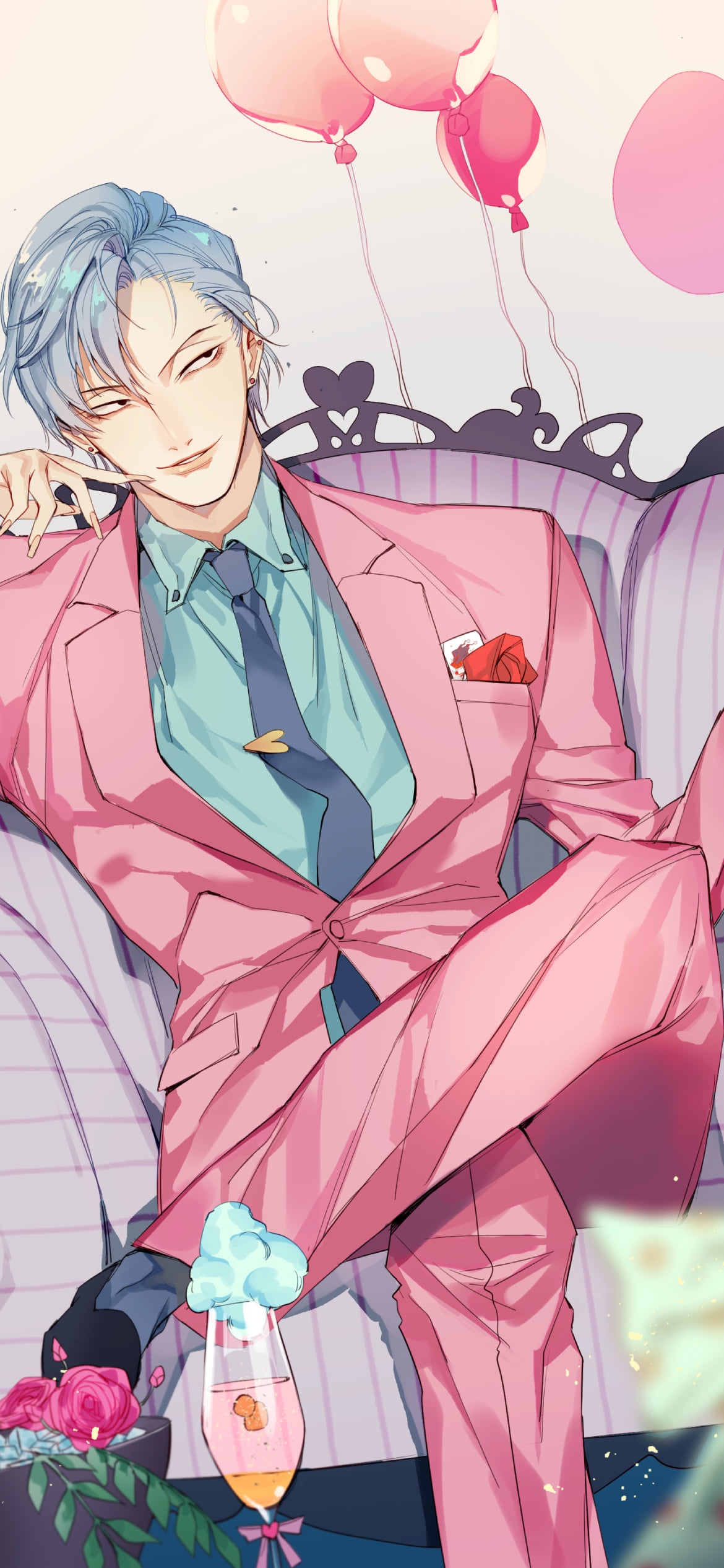 ピンクのスーツを着たヒソカ / 正装 / ハンターハンターの1170 x 2532 / スマホ壁紙